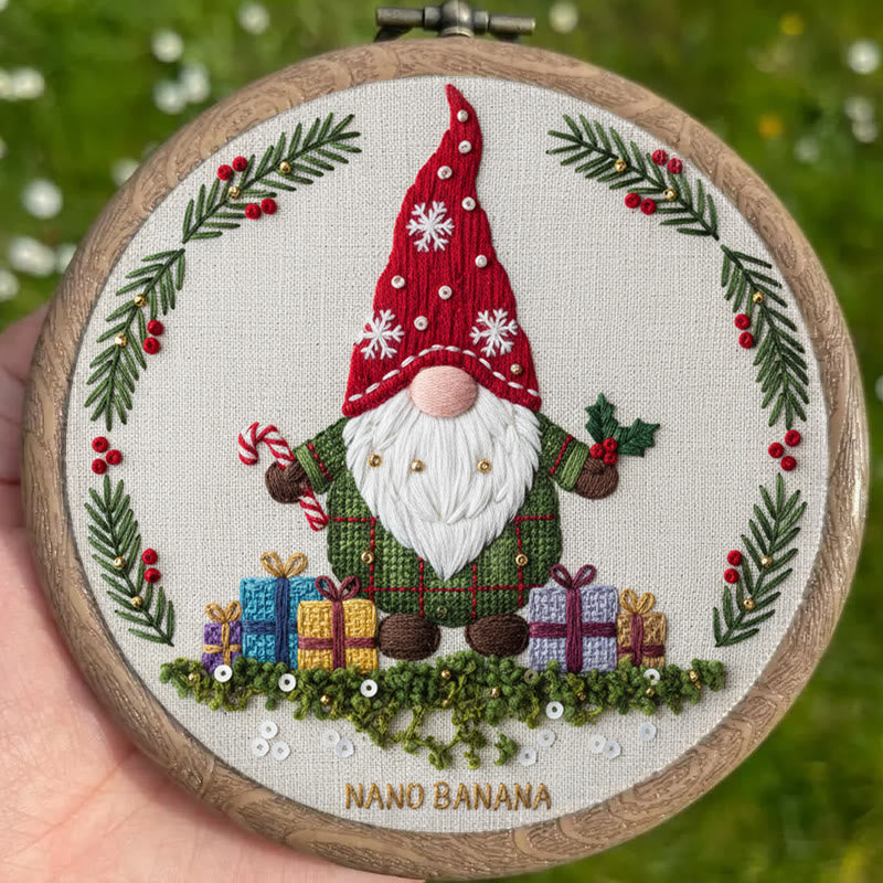 Rubbyoo Embroidery Kit - Christmas Gnome With Gifts | Christmas Celebration Craft | Diy Needle Art - image 5