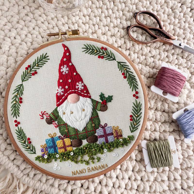 Rubbyoo Embroidery Kit - Christmas Gnome With Gifts | Christmas Celebration Craft | Diy Needle Art - image 6