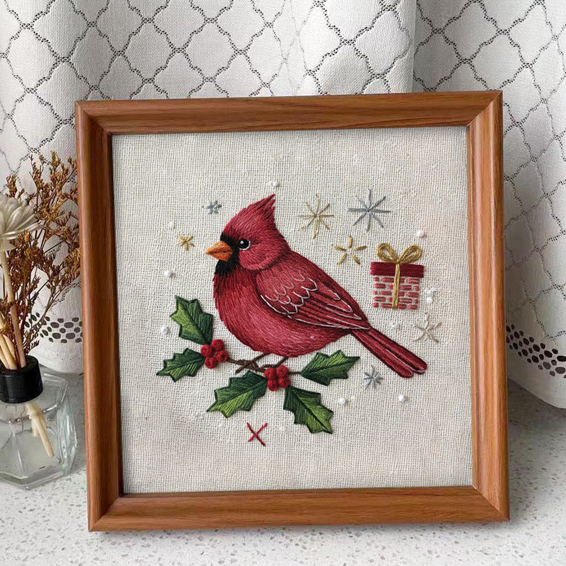 Rubbyoo Embroidery Kit - Holiday Cardinal | Perfect For Christmas Decor | Handmade Gift For Friends - Embroidery Kit Plus An Extra Frame - image 9