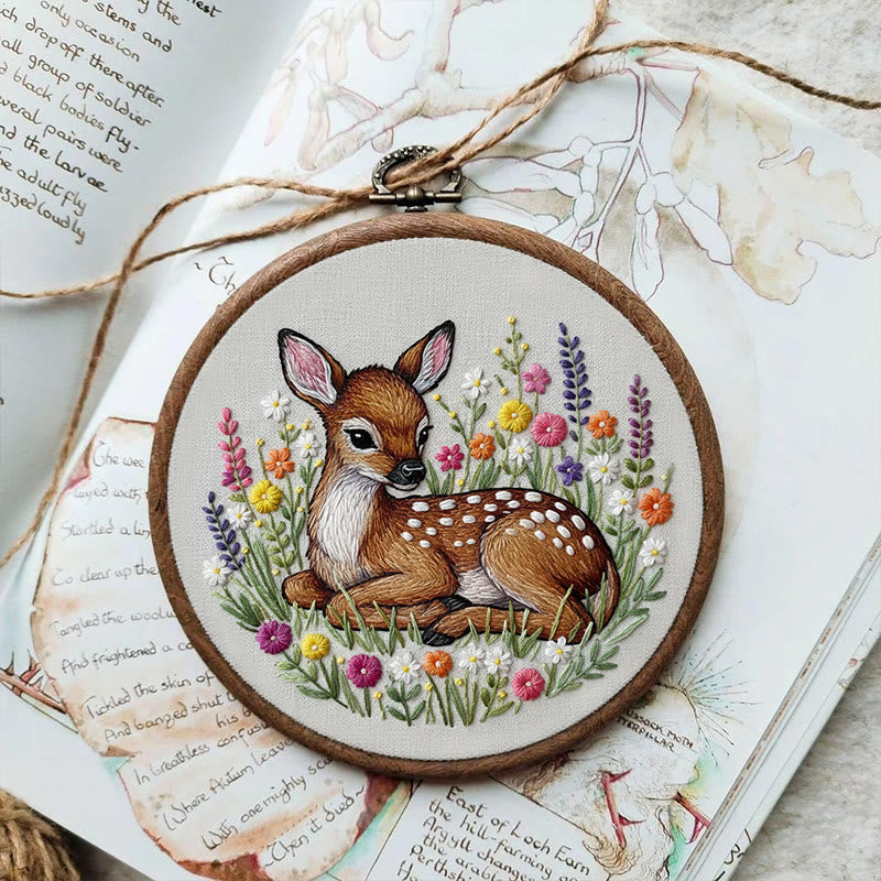 Rubbyoo Embroidery Kit - Stunning Sika Deer | Floral Animal Craft | Perfect Stitch Art For Decoration - image 3