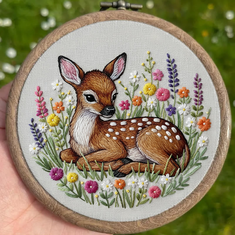 Rubbyoo Embroidery Kit - Stunning Sika Deer | Floral Animal Craft | Perfect Stitch Art For Decoration - image 4