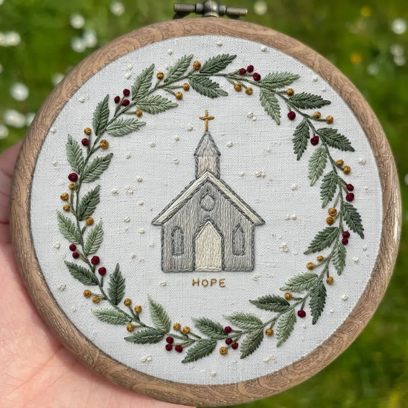 Rubbyoo Embroidery Kit -  Rustic Church | Christian Home Decor | Christmas Handmade Stitchwork  - image 4