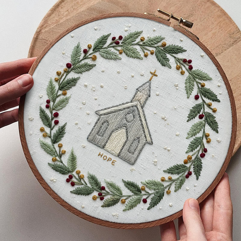 Rubbyoo Embroidery Kit -  Rustic Church | Christian Home Decor | Christmas Handmade Stitchwork  - image 5