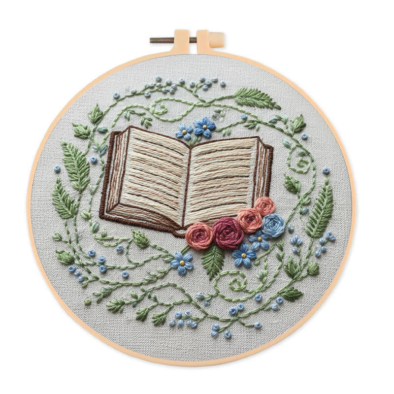 Rubbyoo Embroidery Kit - Blooming Book | Diy Hoop Art | Creative Home Ornament - 20*20cm - image 0