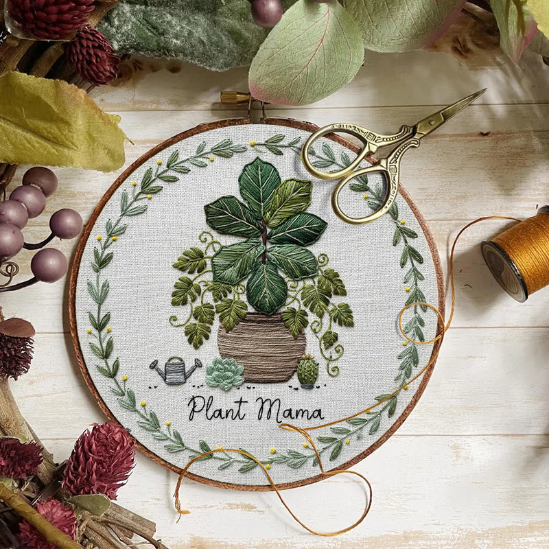 Rubbyoo Embroidery Kit - House Plant | Nice For Wall Decor | Diy Needle Craft  - image 1