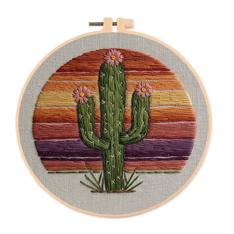 Rubbyoo Embroidery Kit - Charming Cactus | Unique Home Decor | Perfect Housewarming Gift - 20*20cm - image 0