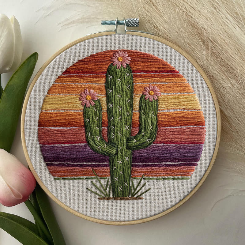Rubbyoo Embroidery Kit - Charming Cactus | Unique Home Decor | Perfect Housewarming Gift - image 1