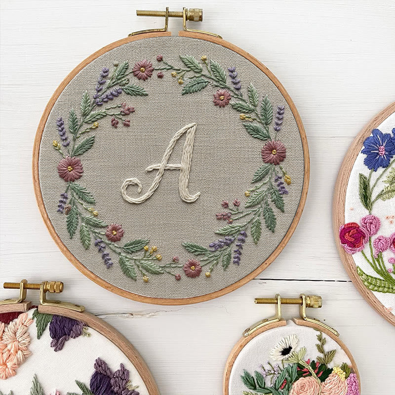 Rubbyoo Embroidery Kit - Alphabet Floral Wreath | 26 Letter Handmade Craft | Diy Wall Hanging Decoration - image 7