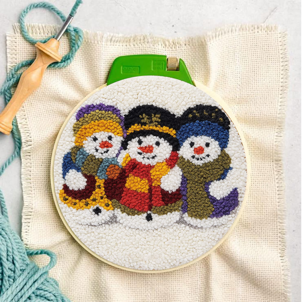 Snowman Trio Punch Needle Kit - Diy Christmas Craft | Charming Handmade Holiday Wall Decor - image 3