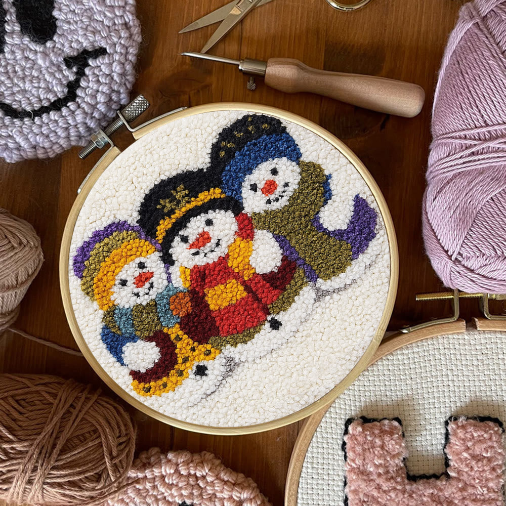 Snowman Trio Punch Needle Kit - Diy Christmas Craft | Charming Handmade Holiday Wall Decor - image 2