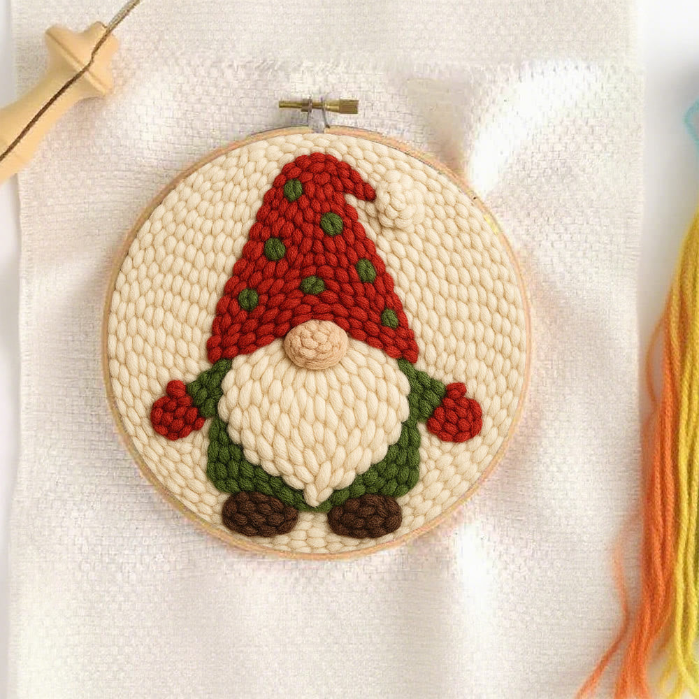 Christmas Gnome Punch Needle Kit - DIY Holiday Craft | Wall Art for Christmas Season - image 1