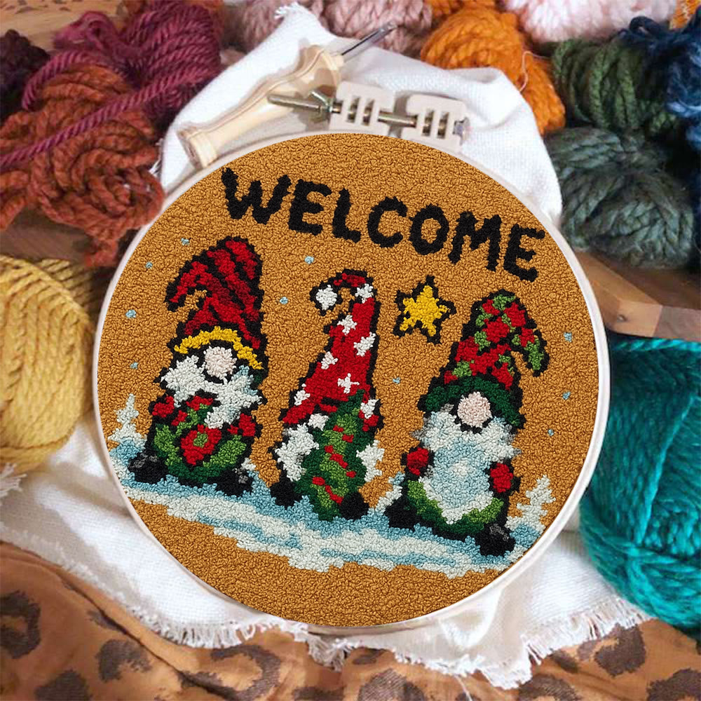 Christmas Gnome Welcome Punch Needle Kit - Holiday Craft | Festive Handmade Wall Decor - image 3