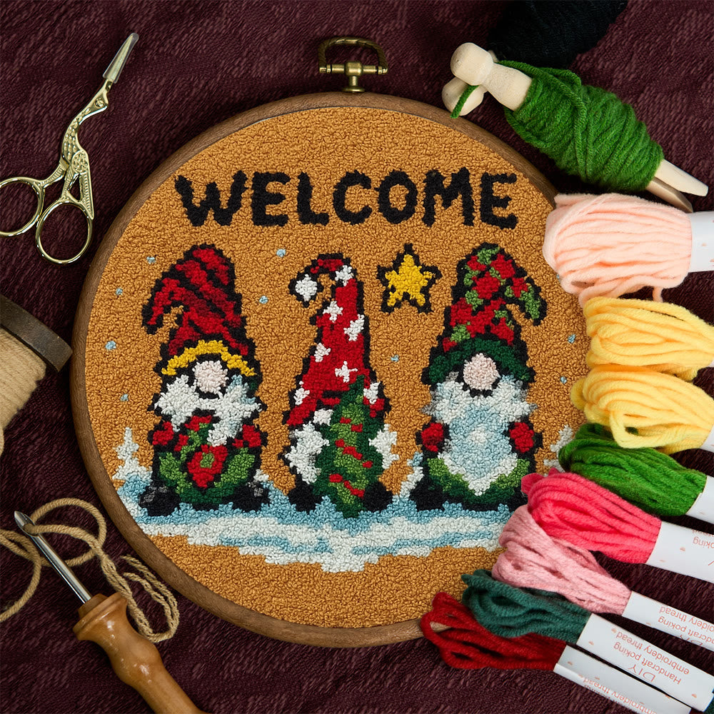 Christmas Gnome Welcome Punch Needle Kit - Holiday Craft | Festive Handmade Wall Decor - image 7