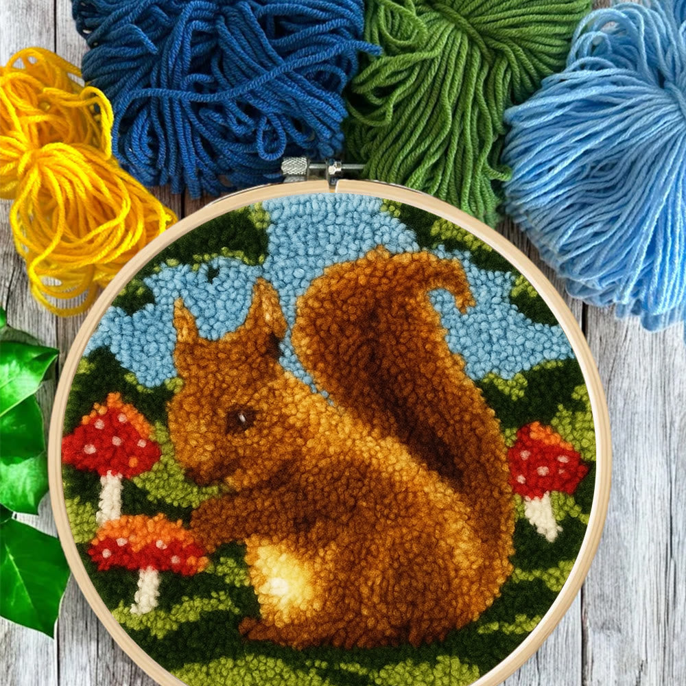 Squirrel Mushroom Punch Needle Kit - Nature Craft | Ideal for Home Decor - image 7