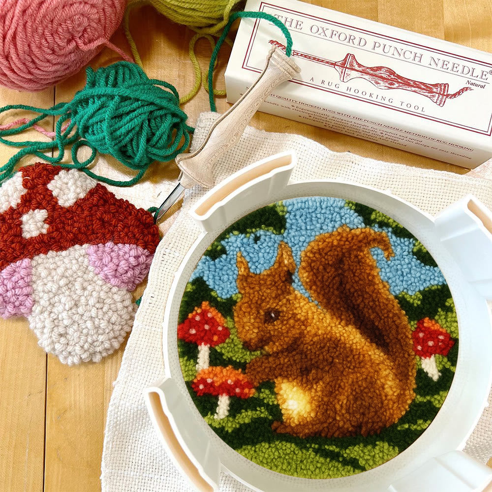 Squirrel Mushroom Punch Needle Kit - Nature Craft | Ideal for Home Decor - image 8