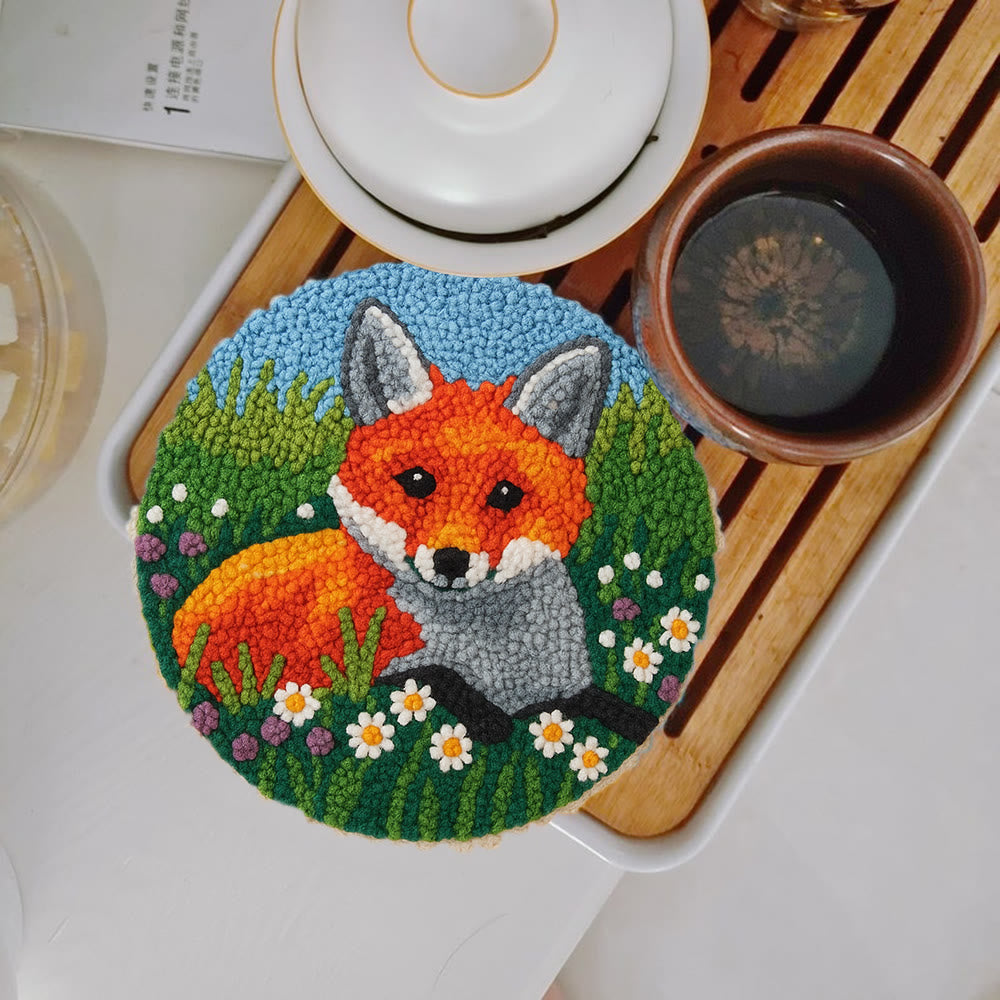 Fox In Meadow Punch Needle Kit - Nature Craft | Perfect For Craft Enthusiasts - image 1
