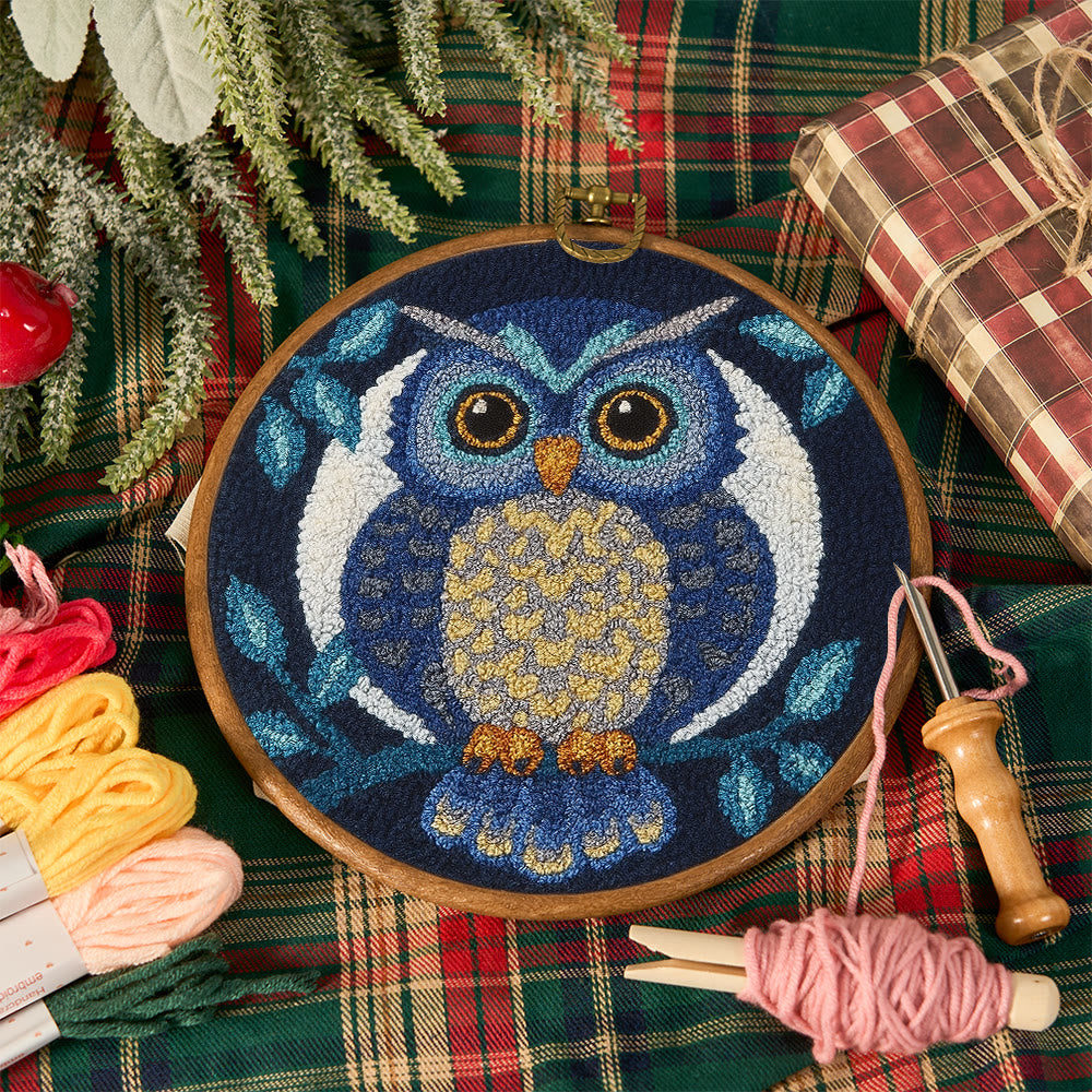 Blue Owl Punch Needle Kit - Handmade Craft | Detailed Outlines  - image 9