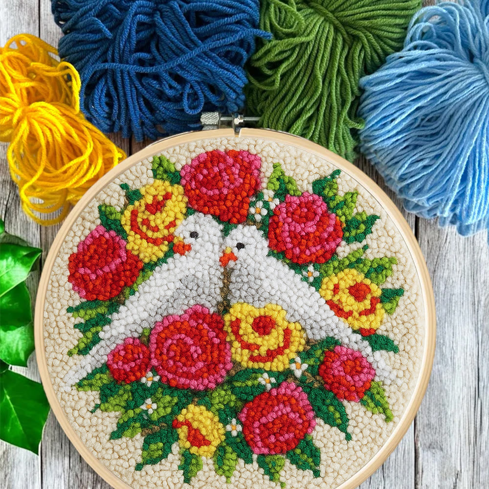 Dove Floral Wreath Punch Needle Kit - Artisan-made Craft | Vibrant Decor Piece - image 4