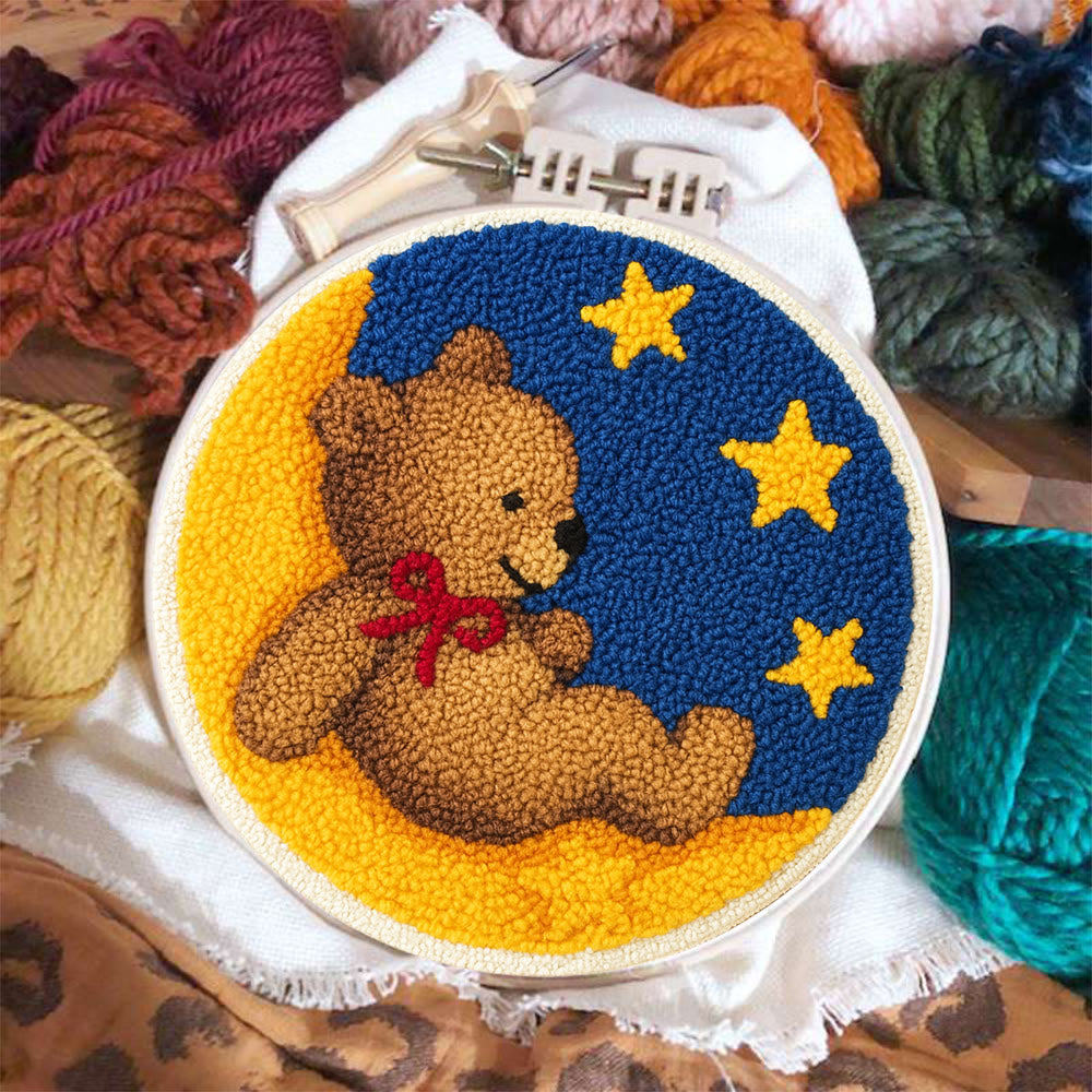 Moon Bear Punch Needle Kit - Handcrafted Art | Cozy Home Decor Hanging Ornament - image 2