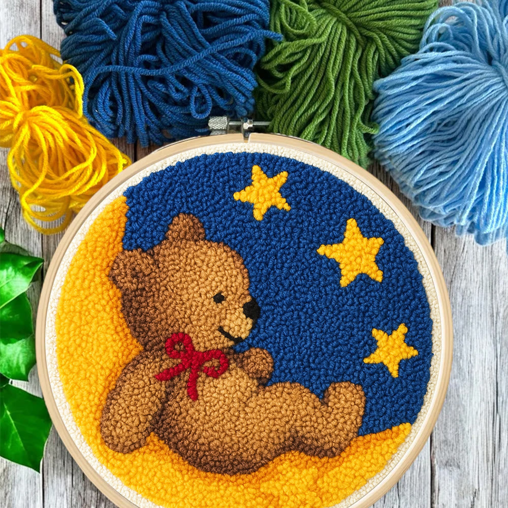 Moon Bear Punch Needle Kit - Handcrafted Art | Cozy Home Decor Hanging Ornament - image 4