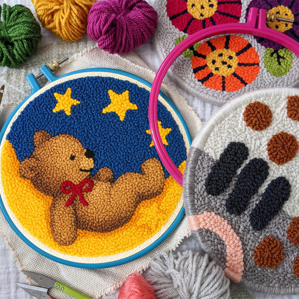 Moon Bear Punch Needle Kit - Handcrafted Art | Cozy Home Decor Hanging Ornament - image 7