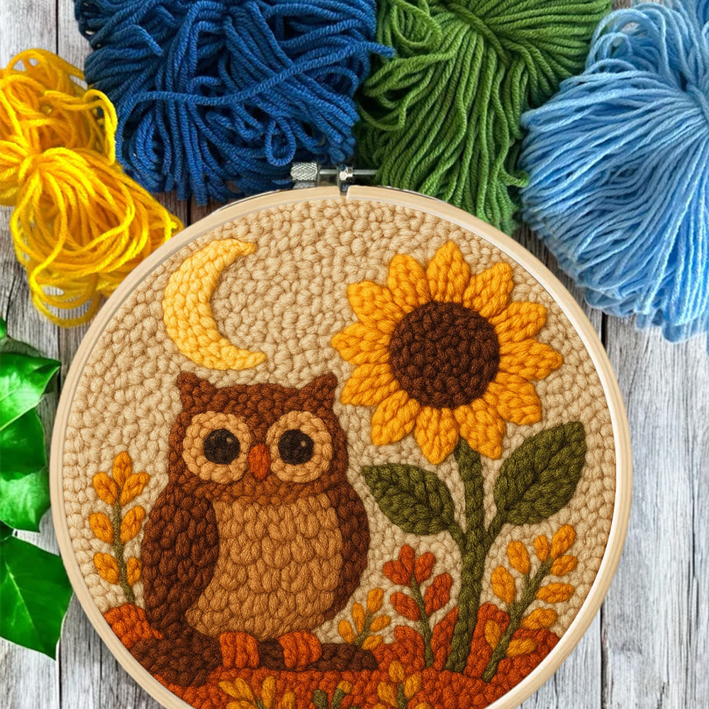 Autumn Owl Sunflower Punch Needle Kit - Gift For Diy Enthusiasts | Cozy Home Decor  - image 9