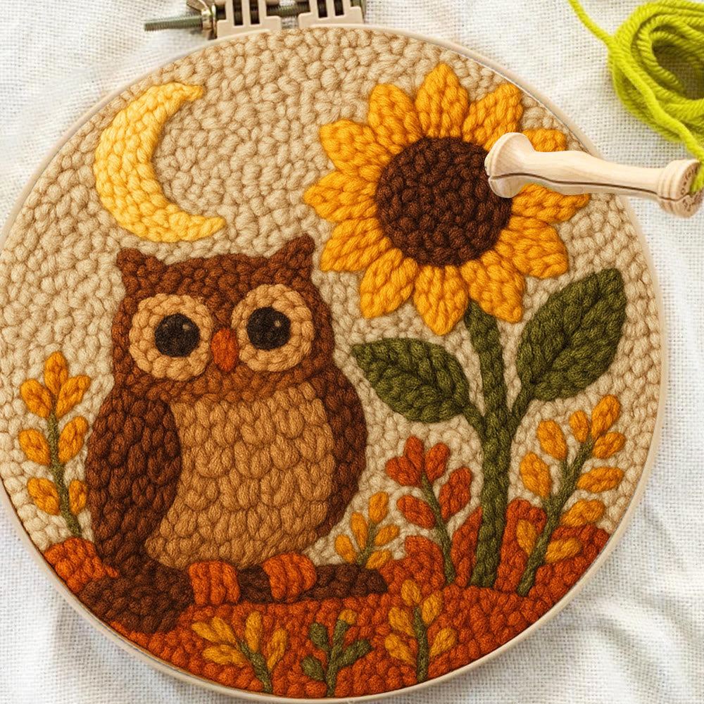 Autumn Owl Sunflower Punch Needle Kit - Gift For Diy Enthusiasts | Cozy Home Decor  - image 8
