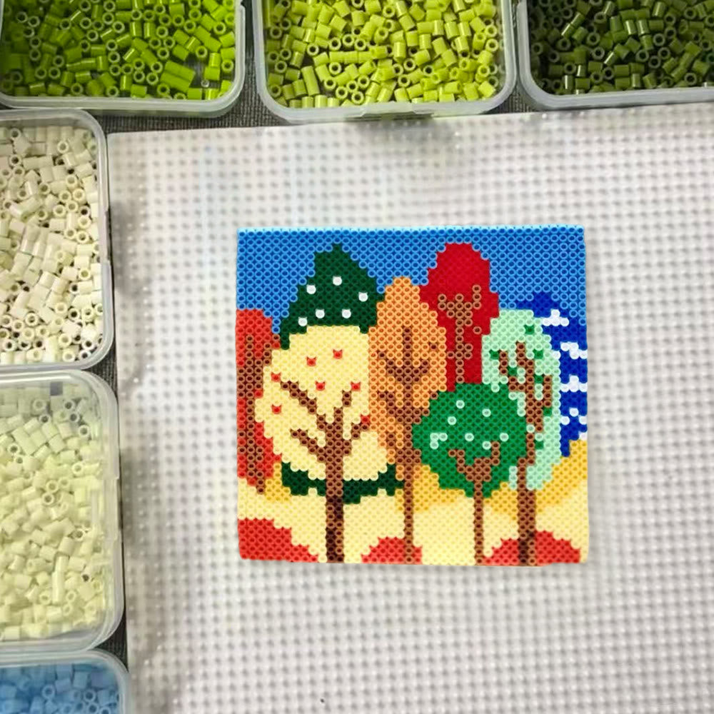 Rubbyoo Perler Beads Kit - Colourful Tree | Creative Bag Pendant | Perfect Handmade Gift - image 1