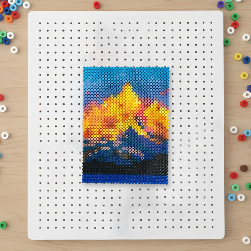 Rubbyoo Perler Beads Kit - Golden Mountain | Wonderful Landscape Artwork | Creative Handmade Craft - 2.6 mm - Perler Beads Kit + Tool Kit - image 0