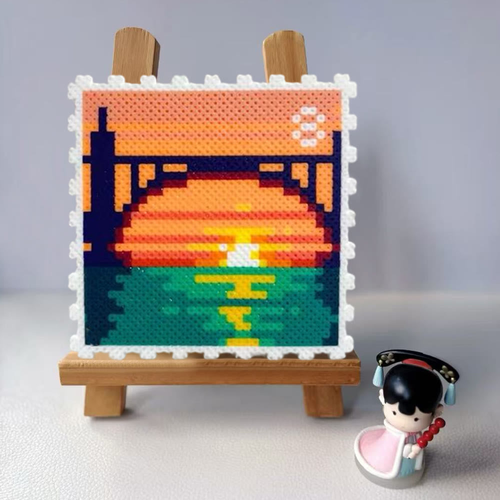 Rubbyoo Perler Beads Kit - Sunrise Bridge | Diy Pixels Landscape Gift | Creative Art For Kid - image 2