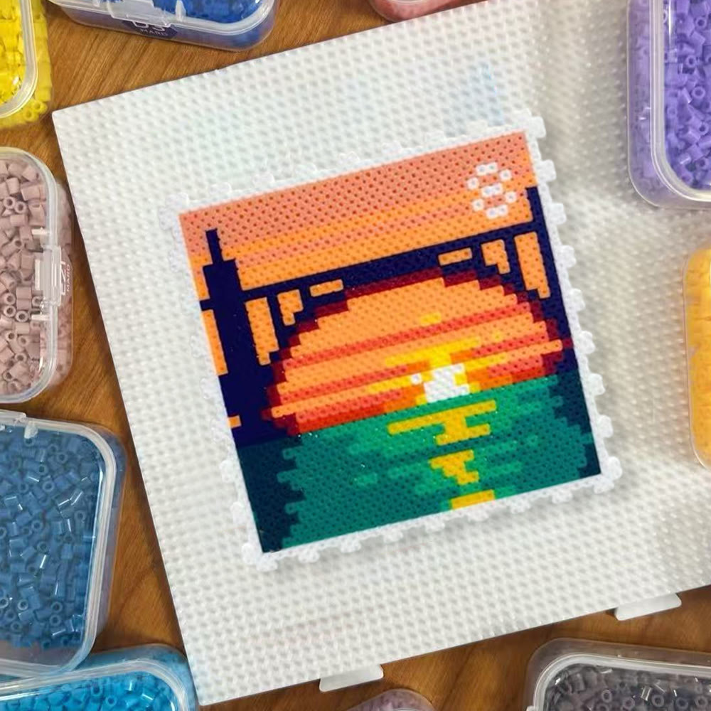 Rubbyoo Perler Beads Kit - Sunrise Bridge | Diy Pixels Landscape Gift | Creative Art For Kid - image 6