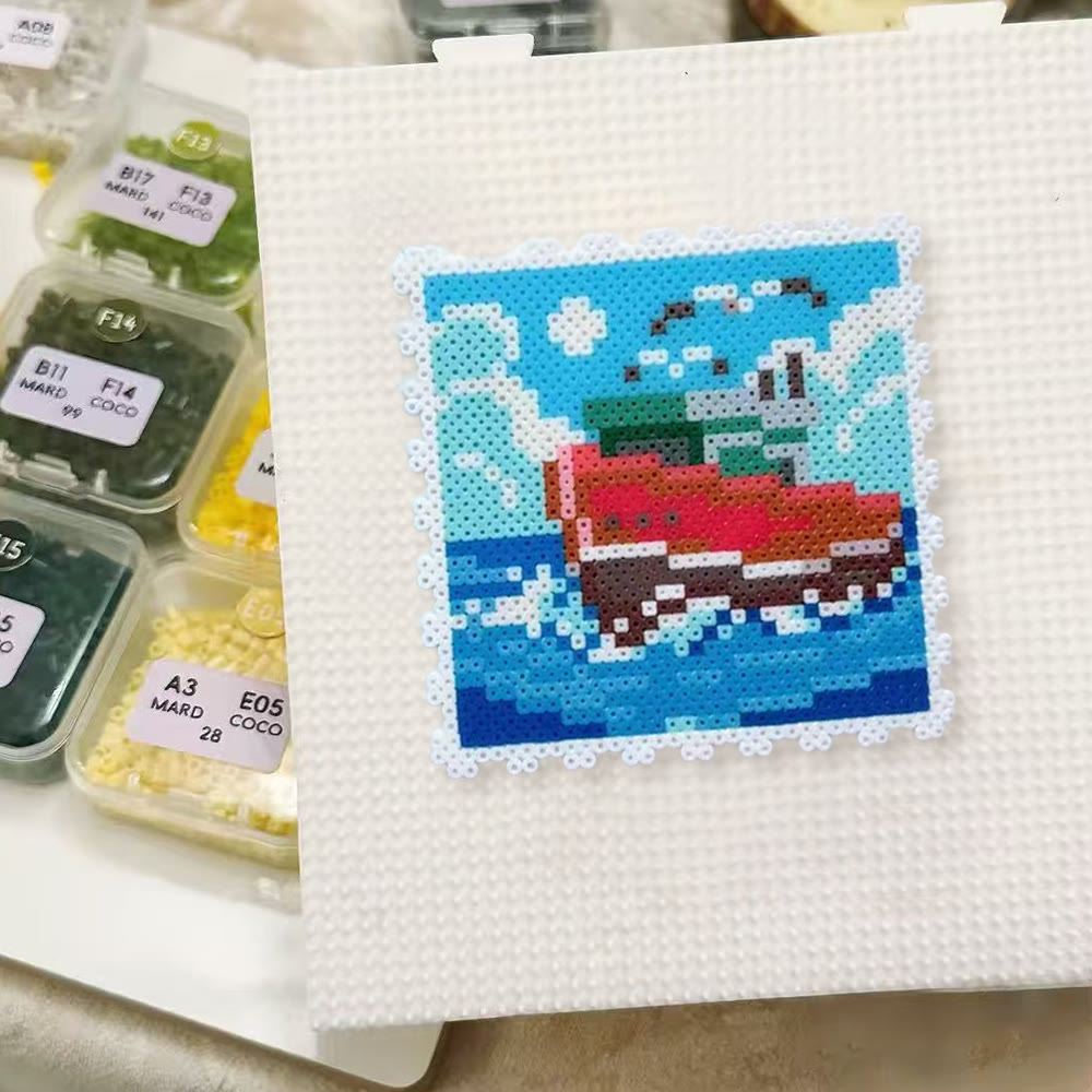 Rubbyoo Perler Beads Kit - Sailing Ship | Creative Pixel Stamps | Thoughtful Gift For Diy Beginner - image 2