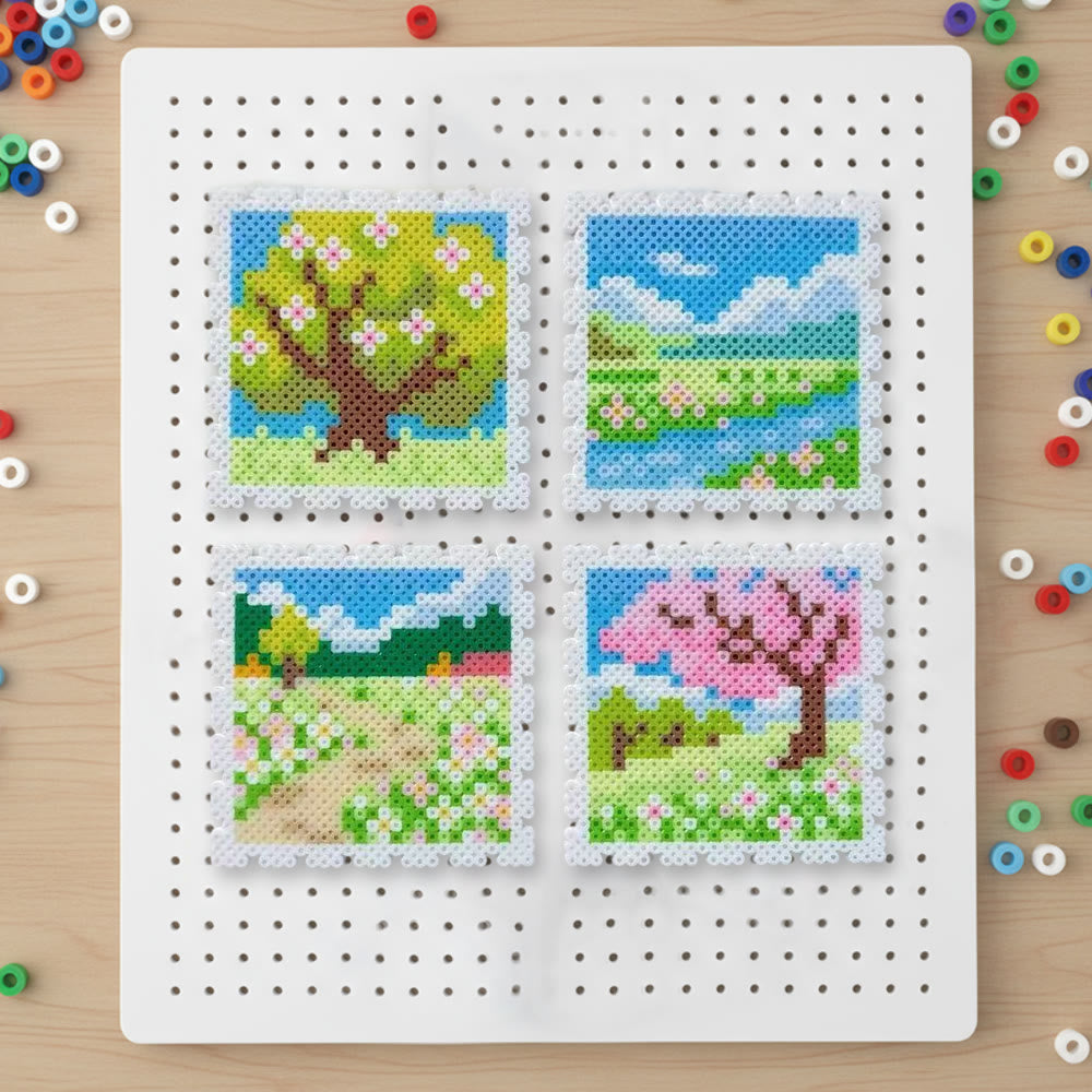 Rubbyoo Perler Beads Kit - Scenery In The Town | Floral And  Botanical Art | Unique Landscape Stamp - 2.6 mm - Perler Beads Kit + Tool Kit - image 0