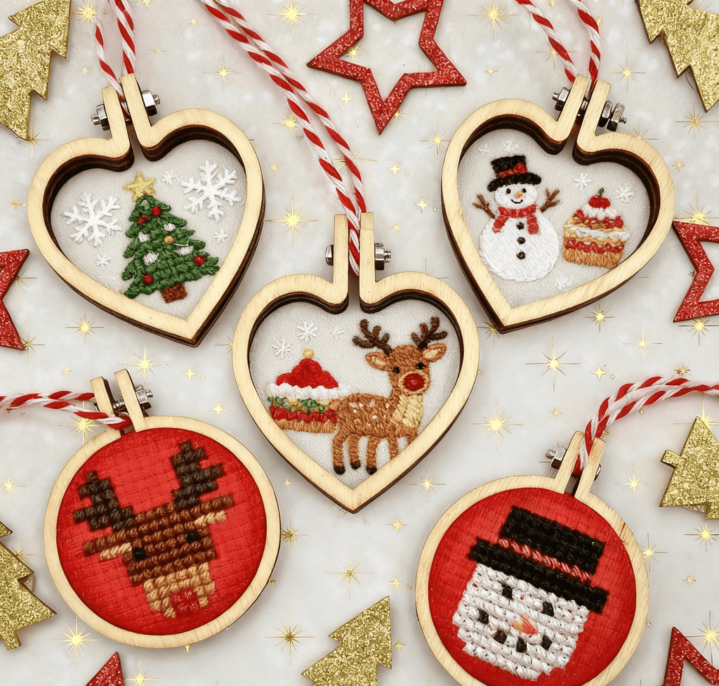 Embroidery Mini Wooden Irregular Shapes Hoops | Handmade Christmas Ornament | Perfect For Diy Stitch Art - image 0