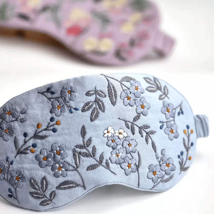 Handmade  Eye Mask Kit | Floral Eye Mask Handicraft | Unique Anniversary Gift - Blue - image 0