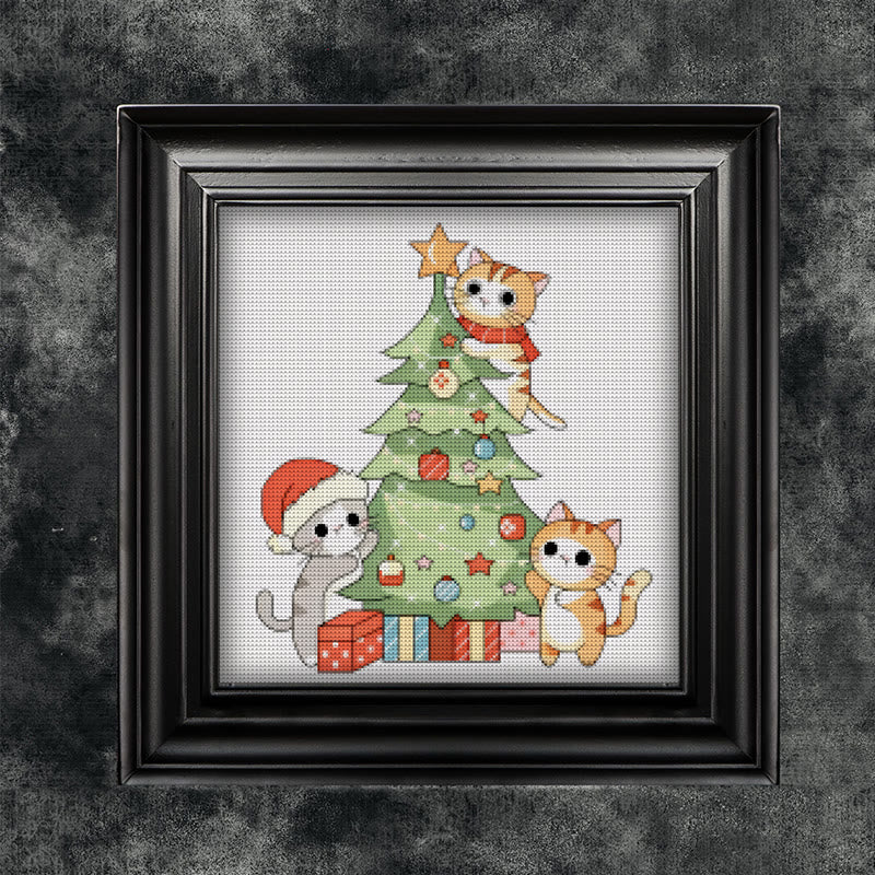Cross Stitch Kit - Kitten Christmas Tree | Adorable Handmade Art | Unique Wall Hanging Ornament - image 3