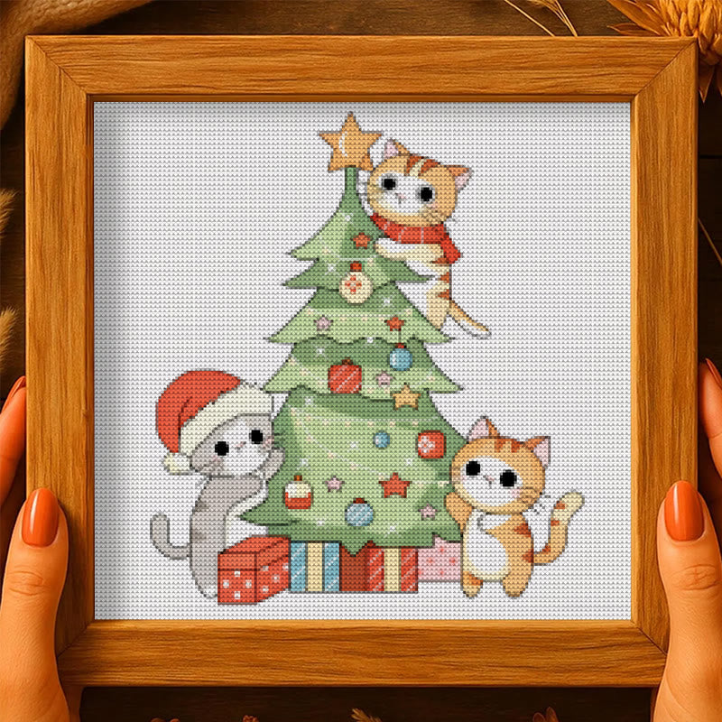 Cross Stitch Kit - Kitten Christmas Tree | Adorable Handmade Art | Unique Wall Hanging Ornament - image 6