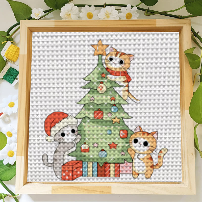 Cross Stitch Kit - Kitten Christmas Tree | Adorable Handmade Art | Unique Wall Hanging Ornament - image 7